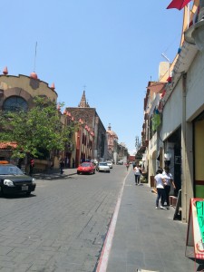 looking down a street